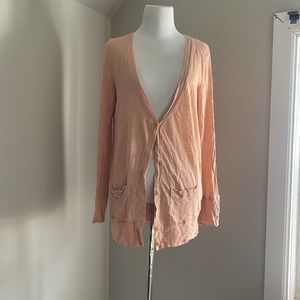 J. Crew Lightweight Peach Button-Front Cardigan